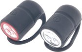1x Fietslampen set voorlicht en achterlicht - silicone / waterdicht - inclusief 4x knoopcelbatterij CR2032 - fietslampensetje / fietsverlichting - koplamp en achterlamp