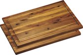 2x Acaciahouten snijplanken 26 x 40 cm - Keukenbenodigdheden - Kookbenodigdheden - Snijplank van hout - Snijplankjes/snijplankje
