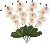 Set van 4x stuks roze/wit Orchidee/Phalaenopsis kunstplant takken 44 cm voor binnen -   kunstplanten/nepplanten/binnenplanten