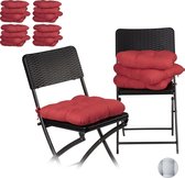 Relaxdays 20 x stoelkussen - tuinkussen - matraskussen - kussen - tuinstoelkussen – rood