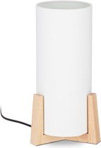 relaxdays tafellamp houten basis - nachtlampje modern - lamp E14 fitting sfeerverlichting