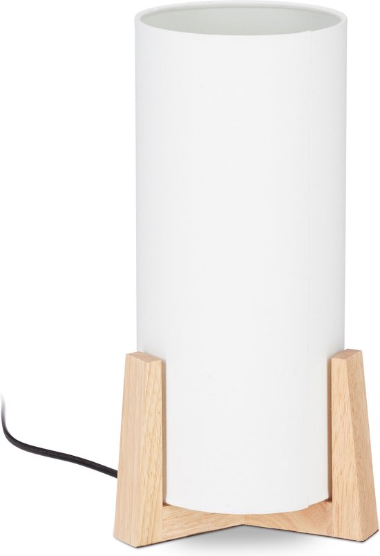Verdeel duisternis 945 Relaxdays tafellamp houten basis - nachtlampje modern - lamp E27 fitting  sfeerverlichting | bol.com