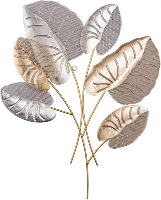 Kano spreken bedenken Present Time Muurkunst Alocasia Leaves - Metaal met mesh - 50x62x2cm |  bol.com