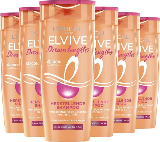 L’Oréal Paris Elvive Dream Lengths Herstellende Shampoo Voordeelverpakking - Lang, Beschadigd Haar - 6 x 250ml