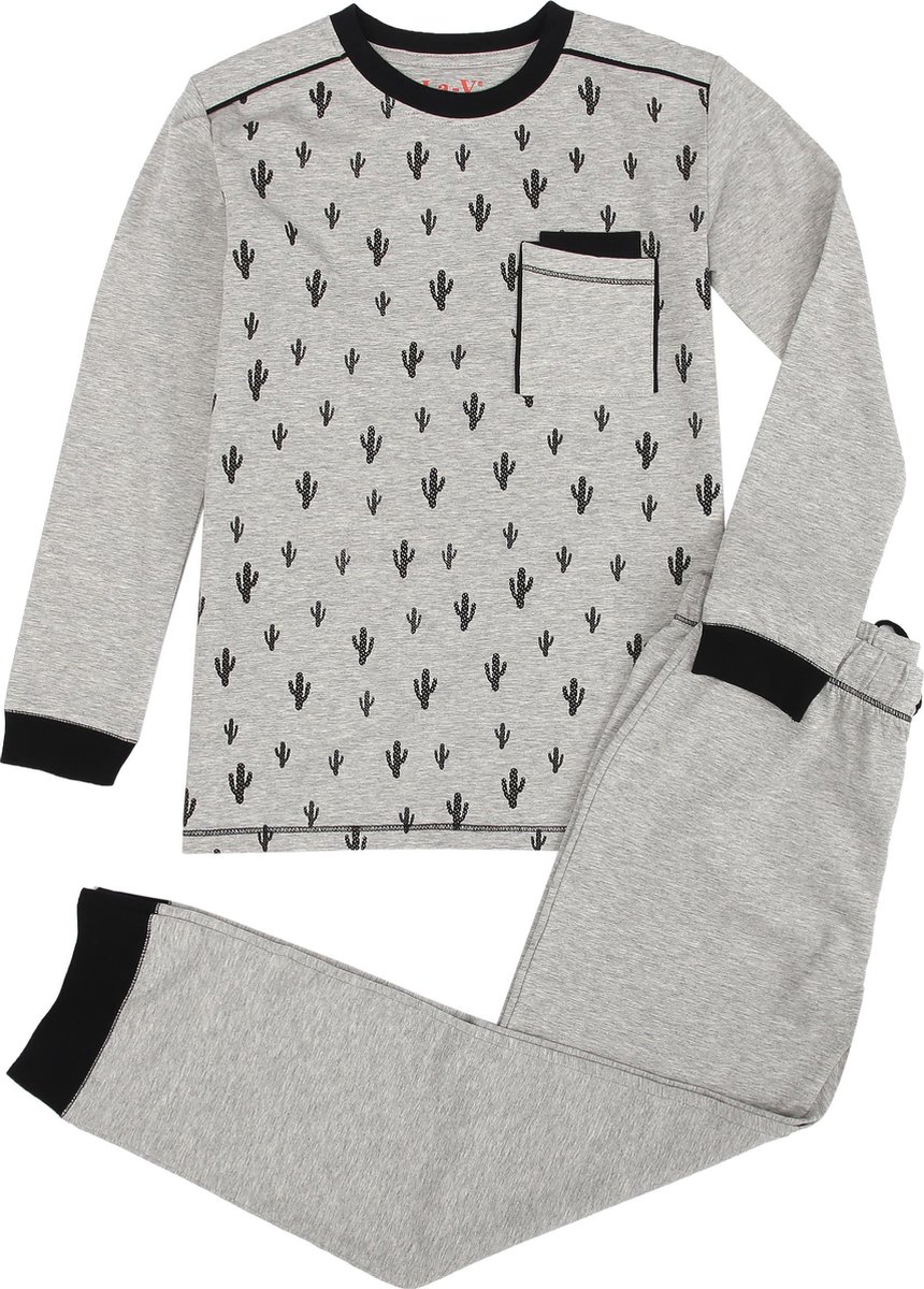 La-V pyjama sets voor jongens met all over print Grijs 122-128