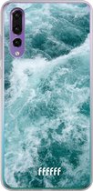 Huawei P30 Hoesje Transparant TPU Case - Whitecap Waves #ffffff