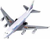 Wit/blauw vliegtuig met pull-back functie 14 cm - Speelgoed - Speelgoedvoertuigen - Voertuigen - Luchtvaart - Vliegtuigen