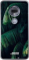 Motorola Moto G7 Hoesje Transparant TPU Case - Palm Leaves Dark #ffffff