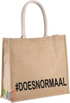 Jute tas #Doesnormaal shopper-strandtas met klittenband sluiting