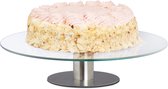 relaxdays plateau à gâteaux rotatif sur pied - plateau à gâteaux - support à gâteaux en verre - Ø 30 cm