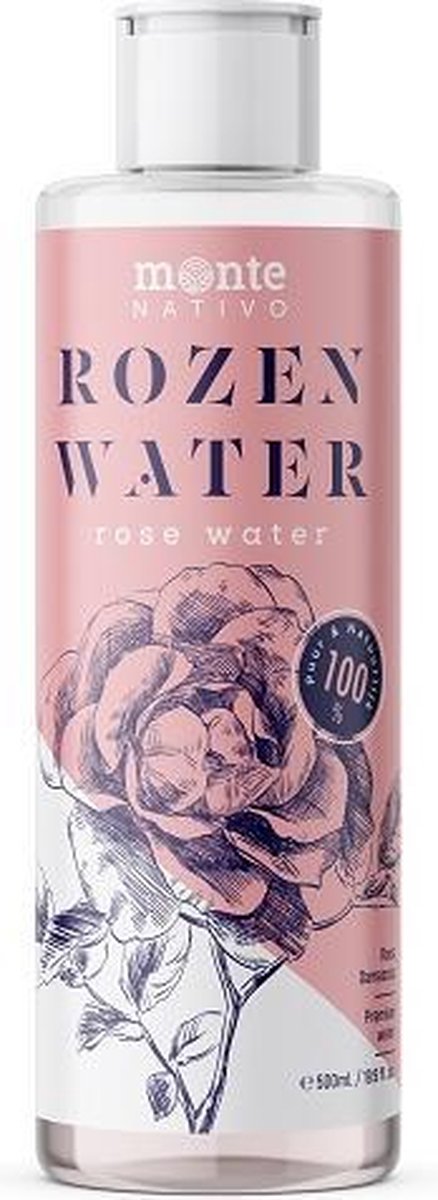 100% zuiver en natuurlijk Rozenwater Monte Nativo 200ml voor lichaam, huid, haar en in de keuken