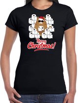 Fout Kerst shirt / Kerst t-shirt met hamsterende kat Merry Christmas zwart voor dames- Kerstkleding / Christmas outfit XS