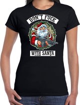 Fout Kerst shirt / Kerst t-shirt Dont fuck with Santa zwart voor dames - Kerstkleding / Christmas outfit XL