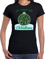Wiet Kerstbal shirt / Kerst t-shirt All i want for Christmas zwart voor dames - Kerstkleding / Christmas outfit L