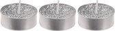 15x Zilveren glitter waxinelichtjes/theelichtjes 6 cm - Zilveren kersttafel kaarsen