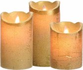 Led kaarsen combi set 3x stuks goud in de hoogtes 10/12 en 15 cm - Home deco kaarsen