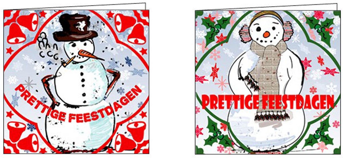 Kerstkaarten - Sneeuwpoppen - feestdagen - kerstkaarten - feestdagenkaarten - voordeelpakken - kerstkaarten met enveloppen - kerst - 10 st