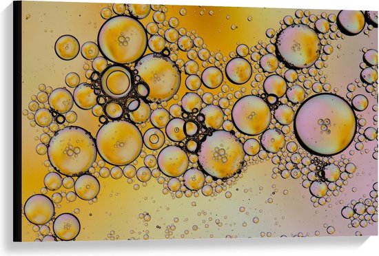 Canvas  - Gele Bubbels - 90x60cm Foto op Canvas Schilderij (Wanddecoratie op Canvas)
