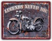 HAES deco - Retro Metalen Muurdecoratie - Legends Never Die - Motor - Western Deco Vintage-Decoratie - 25 x 20 x 0,6 cm - WD623-1