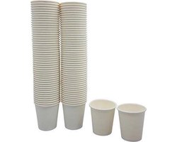 wit - Kartonnen bekers 200ml - voordeelpak (100 stuks) - koffie bekers - wegwerp papieren bekers - drank bekers - milieuvriendelijk