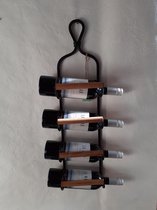 Wijnrek voor aan de muur met 4 mango houten rollen voor 4 flessen Van Evergreen Home Decoration  68x18x13 cm
