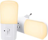 2 x Dimbaar nachtlampje met lichtsensor  -  3000K Warm wit - Met schemeringsensor - Plug-In Voor Stopcontact -  Dimbaar van 5LM tot 80LM - Voor kinderkamer - Trap - Gang - Badkamer - 1 Watt -