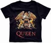 Queen - Classic Crest Kinder T-shirt - 12 maanden - Zwart