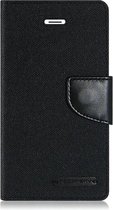 Luxe Denim Book case voor Apple iPhone 6 - iPhone 6s - Zwart - Spijkerstof - Portemonnee hoesje