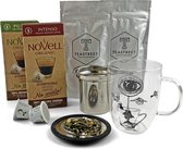 Teastreet | Koffie & Thee cadeau | Theeglas met rvs theefilter | biologische koffiecups | losse blad thee