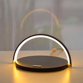 Draagbaar LED-Bureaulamp - Nachtlamp - wireless charger- draadloze oplader - QI-Technologie - Snelle oplader-Touch Switch- Opvouwbaar-ZWART- draadloze oplader Iphone - Draadloze oplader samsu