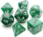 Polydice set - Polyhedral dobbelstenen set 7 delig | Set van 7 dice  | dungeons and dragons dnd dice | D&D Pathfinder RPG DnD |  Groen gemarmerd