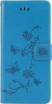 Shop4 - Samsung Galaxy A11 Hoesje - Wallet Case Vlinder Patroon Blauw