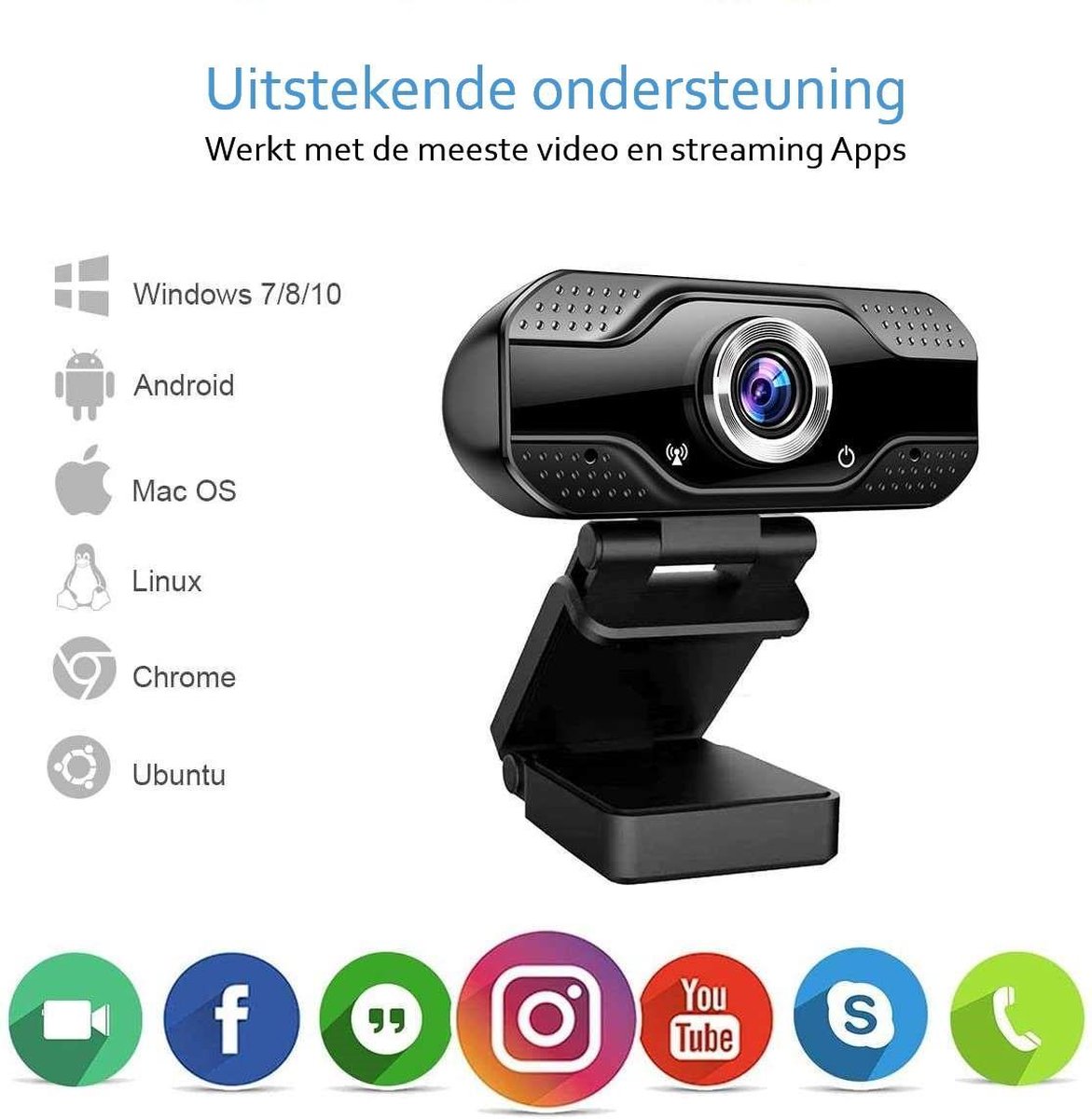 EYONMÉ W6 Webcam - HD 1080P - Microfoon met ruisonderdrukking - Facetime
