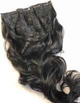 Clip In Extensions zwart Half Wig 65cm golvend dik&vol 100%Fibrehair