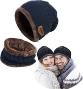 Luxe Gebreide Beanie Muts Met Sjaal Set - Warme Bonnet Winter Muts Met Colsjaal Nekwarmer - Halswarmer Wintermuts Gevoerd Wol - Balaclava Bivakmuts Met Nek Warmer Col - Heerlijk Wa