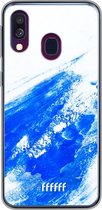 Samsung Galaxy A40 Hoesje Transparant TPU Case - Blue Brush Stroke #ffffff