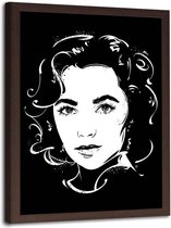 Foto in frame , Elizabeth Taylor , 70x100cm ,Zwart wit , wanddecoratie , Premium Print