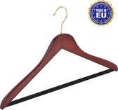 De Kledinghanger Gigant - 50 x Blouse / shirthanger beukenhout mahonie gebeitst met messinghaak en anti-slip broeklat, 44 cm