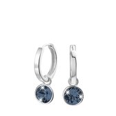Lucardi Dames Oorbellen met blauwe kristal - Oorbellen - Cadeau - Echt Zilver - Zilverkleurig
