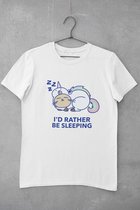 Unicorn Kat Shirt - I Rather be Sleeping - Liever slapen Eenhorn Cat Tee Dieren vriend | Schattig Cute Dier Leuk Grappig Crazy Cat Mom | Maat S