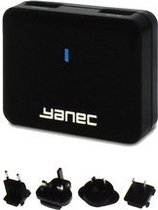 Yanec 2-Poorts USB A Reislader 2.4 A / 1 A - Zwart
