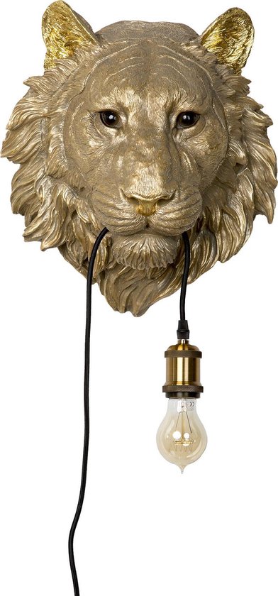 Kitchen Trend - Dierenlamp Gouden Tijger - Wandlamp binnen - 34x38x32 cm