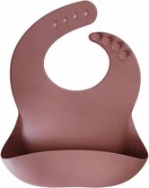 Siliconen Babyslabbetje Met Opvangbakje - Siliconen Slab - BPA-Vrij - Afwasbaar - Bruin