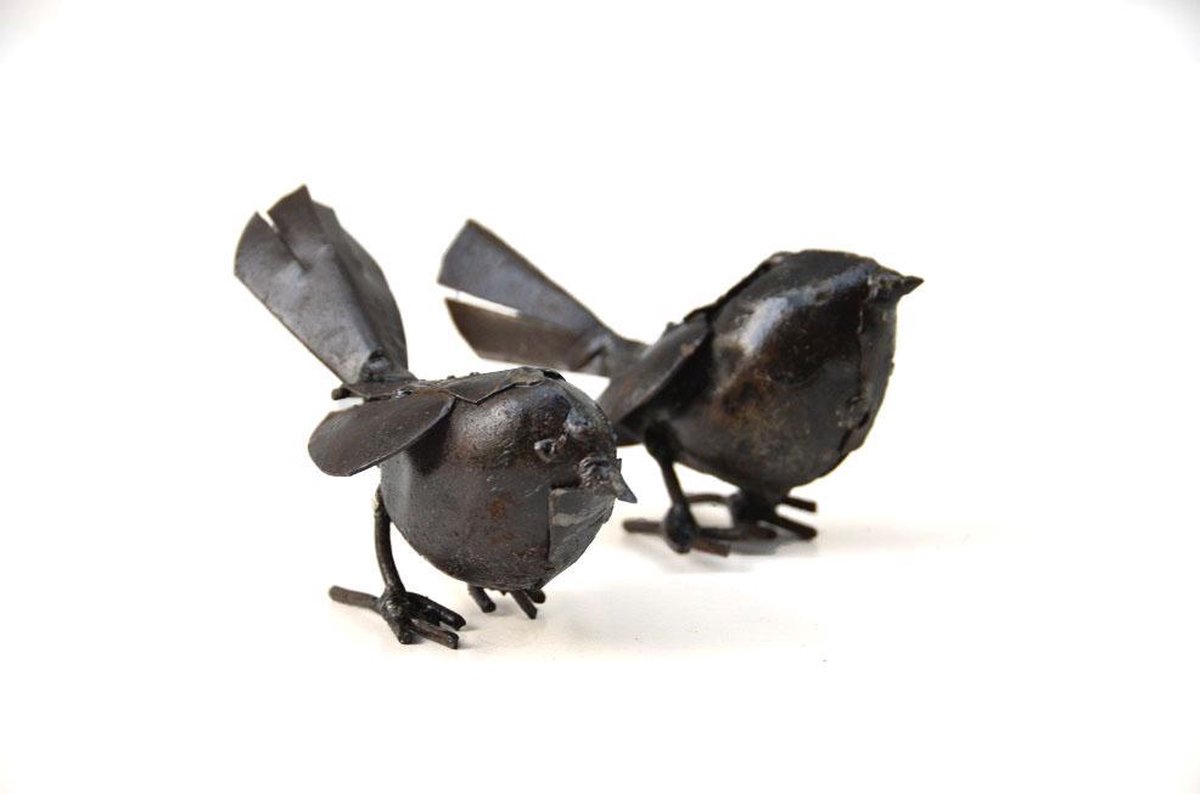 Zimba Arts - winterkoninkje - vogeltje - gerecycled metaal - fairtrade - set van 2