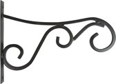 1x Zwarte hangpot haken metaal met krul - 35 x 25 cm - Muurpothangers voor plantenbakken/bloembakken - Tuin/muur decoraties