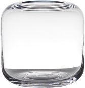 Transparante ronde vaas/vazen van glas 21 x 21 cm - Bloemen/boeketten vaas voor binnen gebruik