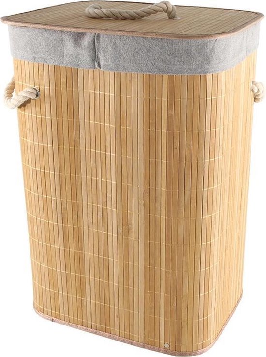 Bamboe houten wasmand/wasgoedmand 29 x 39 x - Wassen artikelen - Was... bol.com