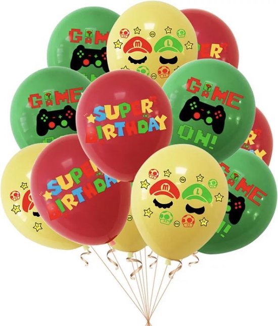 Super Mario Happy Birthday Ballonnen - Set van 12