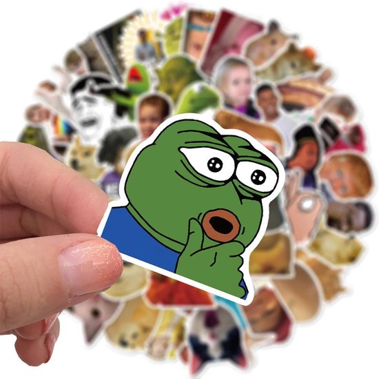 Meme stickers - 50 stuks - Grappige sticker mix met de bekentste memes op het internet - voor computer, laptop, telefoon, agenda etc. - Merkloos