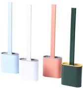 Flexibele siliconen WC borstel met houder - Hygiënische toiletborstel met ophangsysteem / wandmontage - Duurzaam en antibacterieel – Wit